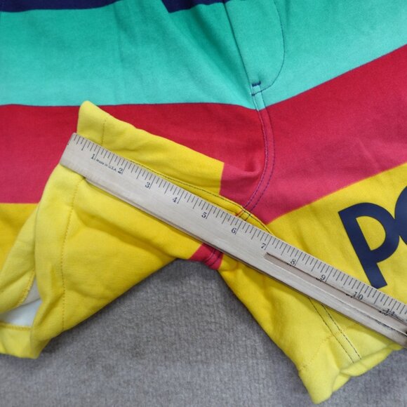 Polo Ralph Lauren Shorts Medium Blue Yellow Retro Striped Fleece NEW - Picture 5 of 12